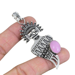 Quartz rose pendentif en pierres précieuses en argent Sterling 925 Style Boho bijoux pour femmes tendance à la main plaqué rhodium cadeau - Product Image 1