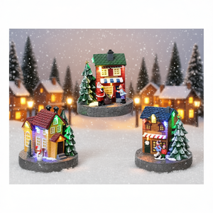 Assortiment de décorations de Noël en forme de maison de 13 cm avec lumières pour la maison Kaemingk, produit 487883 - Product Image 3