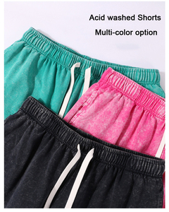 Custom Cordón Lavado ácido Vintage Plain French Terry Cotton Fleece Jogger Deportes Pantalones cortos para hombre Custom Cotton Baggy Sweat Shorts - Product Image 2