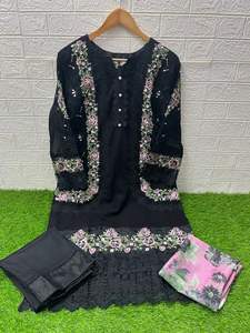 Conjunto de Túnica Elegante de Ropa India y Pakistaní de Primera Calidad, Bordada a Mano con Estampado Digital en el Dupatta, Mangas Elegantes - Product Image 6