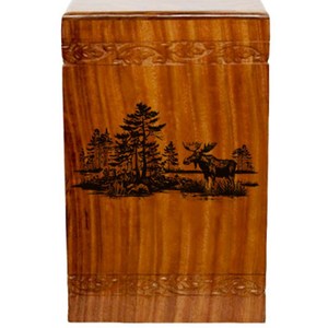 Urna de cremación para adultos de alce con personalización Urna funeraria de ciervo para amantes de la naturaleza del cazador de madera Urna de ceniza humana grabada - Product Image 4