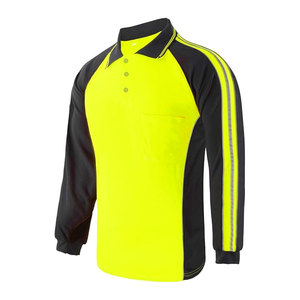 Polo de alta visibilidad de poliéster transpirable Polo de seguridad de malla de refrigeración de manga larga y corta con función térmica y bolsillo - Product Image 3