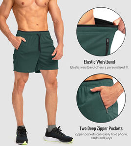 <b>Men's</b> Casual Mid Waist Solid Running <b>Shorts</b> with Zipper Pockets Quick Dry Gym Athletic Workout <b>Shorts</b> - Product Image 4