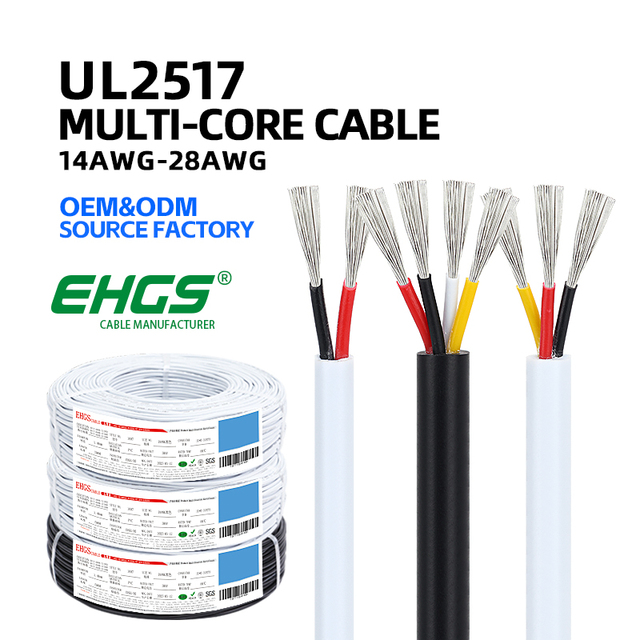 EHGS UL2517 PVC Insulated Tinned Copper Conductor Multi-Core Cable 105C 300V Flexible Wire for Power Heating Electronics