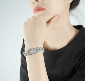 Rapper Hip Hop Sterling <b>Silver</b> Custom Iced Out Moissanite Cuban <b>Bracelet</b> for Unisex Gift & Party Occasions - Product Image 2