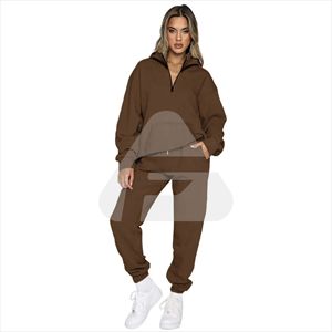 Jogger en coton/polyester pour femmes avec logo personnalisé séchage rapide dames 2 pièces vêtements de fitness combinaison de sport résistante à la sueur pour le jogging - Product Image 2
