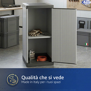 Armadietto Modulare in Resina a 1 Anta, Salvaspazio, con Ripiani Regolabili, Mobile Multiuso per Interni - Product Image 4