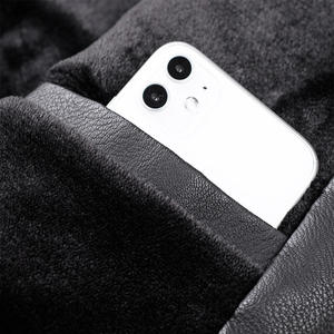 Veste de motard d'hiver vintage pour hommes, courte en cuir artificiel avec accents en peau de vache, prix de gros - Product Image 2