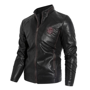 Fashionable Customized Brown <b>Sheepskin</b> Leather Vintage Windproof Eco-Friendly Genuine Leather Bomber <b>Jacket</b> for Men - Product Image 2