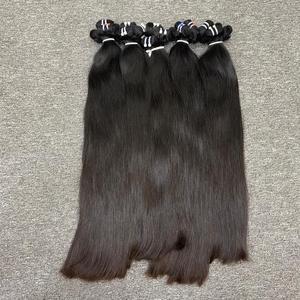 Venta al por mayor de extensiones de cabello Remy de Vietnam de alta calidad paquetes rectos de doble dibujado con para cutículas frontales de encaje alineados - Product Image 4