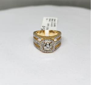 Bague de fiançailles unisexe en or jaune 14 carats plaqué rhodium avec diamant solitaire naturel taille brillant de 0,50 carat, certifiée IGI - Product Image 5