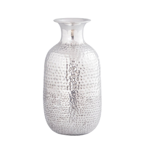 Florero de Metal de aluminio martillado hecho a mano, estilo europeo, clásico, para decoración de boda, con tinte esmaltado de plata - Product Image 1