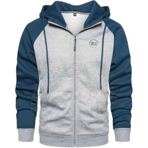 Sweat à capuche zippé en polaire noir, décontracté, respirant, pour homme, 100% coton, avec broderie, service OEM personnalisé - Product Image 1