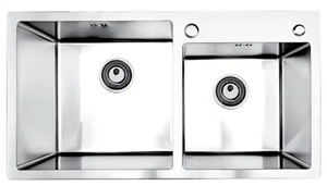 SUNMORE SM 7846L Fregadero de cocina de acero inoxidable 304 hecho a mano de la mejor calidad Cuenco doble sobre el mostrador con dos agujeros sin grifo - Product Image 5