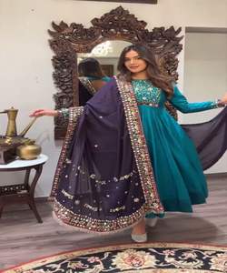 Atractivo Vestido de Fiesta con Bordado de Hilo de Secuencia sobre Georgette, con Dupatta, Precio al por Mayor, Prenda Étnica - Product Image 6