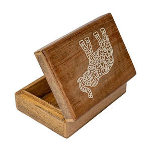 Joyero tallado en madera de alta calidad con diseño de elefante, caja organizadora de recuerdos de madera de mango para regalos, tamaño y diseños personalizados - Product Image 2