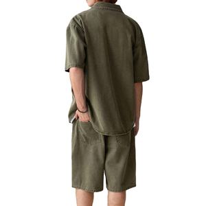 Conjunto de Pantalones Cortos Cargo de Mezclilla para Hombre de Alta Calidad al por Mayor, con Logotipo Personalizado, Cintura Elástica, Jeans de Manga Corta a la Moda, Casuales de Invierno - Product Image 2