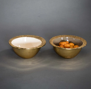 Bol de service jetable en aluminium blanc et doré de haute qualité pour hôtels et restaurants, plats de service pour salades - Product Image 1