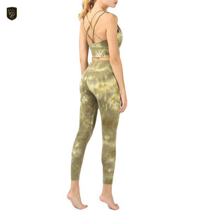 Conjunto de yoga para mujer, transpirable y elástico, de dos piezas, con sujetador deportivo y leggings de cintura alta para gimnasio, ejercicio y uso diario. - Product Image 5