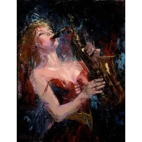 Nenad Mirkovich Saxophone Art Wall Tile Musician Accent & Decor NMA075AT