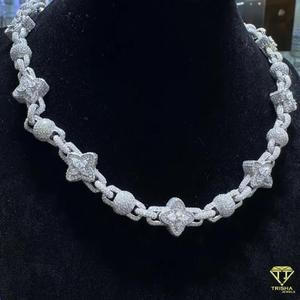 เครื่องประดับเพชรโมอิส8.5มม. สร้อยคอฮิปฮอปสุดหรูปรับแต่งได้ลายดอกไม้สายโซ่สีน้ำแข็ง - Product Image 3