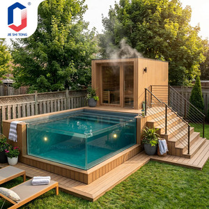 Elegante Diseño de Piscina Elevada con Detalles de Madera y Bomba de Filtro Eficiente para Uso en Agua Salada - Product Image 1