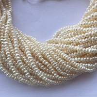 Perles de boutons d'eau douce de couleur crème naturelle de 4mm, brin de pierres précieuses en gros, fournisseur de bijoux, prix de fabrication, vente de bricolage
