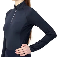 Sous-vêtements d'équitation pour femmes de haute qualité, anti-bactériens, coupe ajustée, manches longues, pull en spandex/polyester, toutes saisons, sport