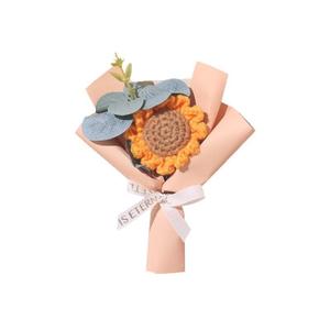 Ramo de Girasoles Hecho a Mano con Ganchillo, Regalo para el Día de los Inocentes, Decoración de Oficina, Flores Artificiales Tejidas, Acki H-011 Natural - Product Image 5