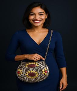 Stone <b>Clutch</b> Luxury Design Handmade <b>Bags</b> <b>Silver</b> Evening Designer Ready to Ship Sa Resin Brass Mosaic with Metal - Product Image 4