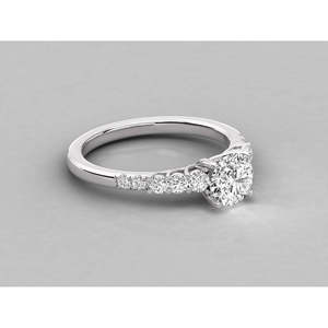 Anillo de Diamante Cultivado en Laboratorio con Corte Redondo, Oro de 14k, Solitario con Diamantes Laterales, Anillo de Compromiso con Certificado IGI, Joyería Fina para Aniversario de Bodas - Product Image 1