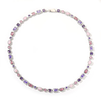 Collar de Cadena con Eslabones de Piedras Preciosas Moradas y Amarillas de 8mm, Estilo Hip Hop, Pulsera de Ópalo con Circonitas Cúbicas de Colores, Joyería Vintage