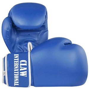 Best Quality Gym Fitness Kickboxing Training Sparring Full Finger Lace Up MMA <b>Gloves</b> Blue Blue Cowhide Leather Boxing <b>Gloves</b> - Product Image 1