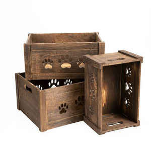 Boîtes en bois à motif de pattes pour chiens et chats, boîtes de rangement en bois personnalisées pour animaux de compagnie, fruits, vêtements, livres, légumes - Product Image 6
