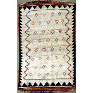 Un kilim Sanandaj vintage authentique, noué à la main, unique en son genre, 4'7 x 3'1 - Product Image 1