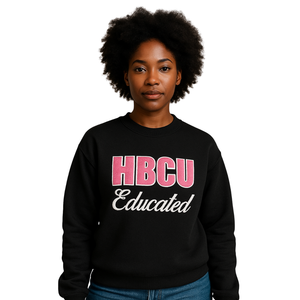 HBCU Educated <b>Black</b> Crewneck Sweatshirt Chenille Embroidery Greek Sorority Divine Nine Apparel Custom Sweater - Product Image 1