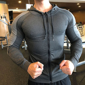 Más elegante hombres algodón Jersey músculos cremallera gimnasio desgaste sudaderas con capucha para la venta hombres elegante ajustado gimnasio ejercicio sudaderas con capucha - Product Image 4