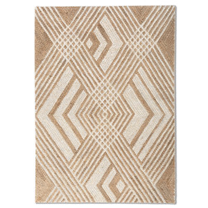 Tapis en jute et chanvre Nomadic Threads PDJT-754 beige et marron, tissage plat, à rayures géométriques, pour la maison, le salon, le couloir, forme rectangulaire - Product Image 1