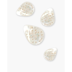 Capuchons de perles en filigrane en forme de poire, nacre blanche - Product Image 2
