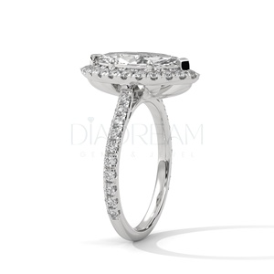 Adorable <b>Solitaire</b> Finger <b>Ring</b> in 925 Sterling <b>Silver</b> with Round Brilliant and Marquise Cut Moissanite Diamond for Women - Product Image 5