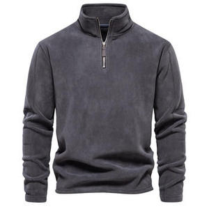 Pull en molleton chaud pour hommes, demi-fermeture éclair, col haut, sweat d'hiver, haut décontracté léger à manches longues pour l'extérieur et un usage quotidien - Product Image 2