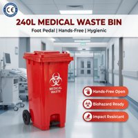 Poubelle extérieure robuste en plastique HDPE écologique de 240 L avec couvercle, bouchon de vidange et système d'induction