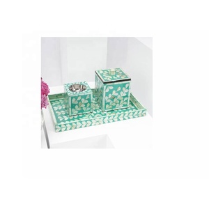 Recién llegado, juego de bandeja con Incrustaciones de nácar Beige con quemador Bakhoor y caja, juego de soporte de luz en T, juego de quemador Bakhoor, artesanías indias - Product Image 3