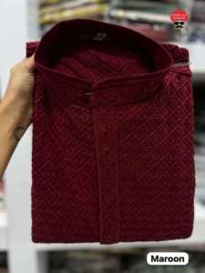 Vestido elegante de aspecto precioso Venta caliente Hermosa 14 kg Pesado Rayón Kurta Con Chikan Trabajo Compras en línea India para la venta - Product Image 4