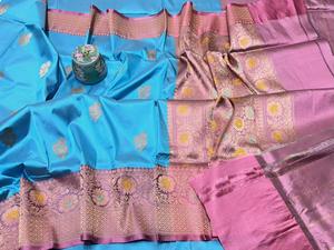 Sari Meenakari Premium Élégant pour Femme, Design Traditionnel Tissé à la Main, Finition Luxueuse, Banaras, Idéal pour les Fêtes, Séchage Rapide, Protection Solaire - Product Image 4