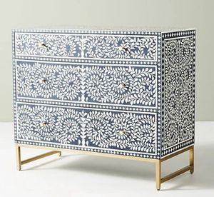 ฝังกระดูกธรรมชาติ & เรซินโบราณตารางด้านข้างฝังสีขาวเรขาคณิตรอบกลางโต๊ะกาแฟตกแต่งบ้านตารางด้านข้างเฟอร์นิเจอร์ - Product Image 3