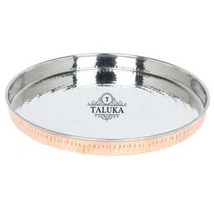 Service de table de haute qualité en acier inoxydable cuivré, comprenant un plateau Thali, un verre, une cuillère, 3 bols, un bol à dessert, service de table moderne - Product Image 5