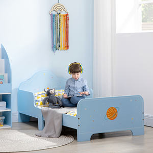 ZONEKIZ Lit pour enfant avec côtés et espace fantaisie, 3-6 ans, 143x74x59cm, bleu - Product Image 2