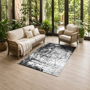 Alfombra de Chenilla Lavable a Máquina, Antideslizante, con Estampado Digital Tradicional Anatolino, Color Gris Plateado, Modelo LXDP-0647 de RUGS DEPOT, Venta al Por Mayor - Product Image 6