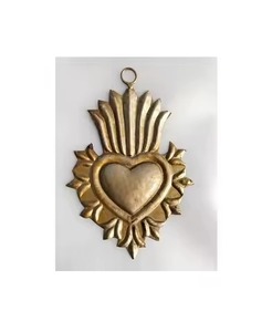 Patrón de Pájaro del Sagrado Corazón en Metal Dorado para Católicos y Regalos - Product Image 3